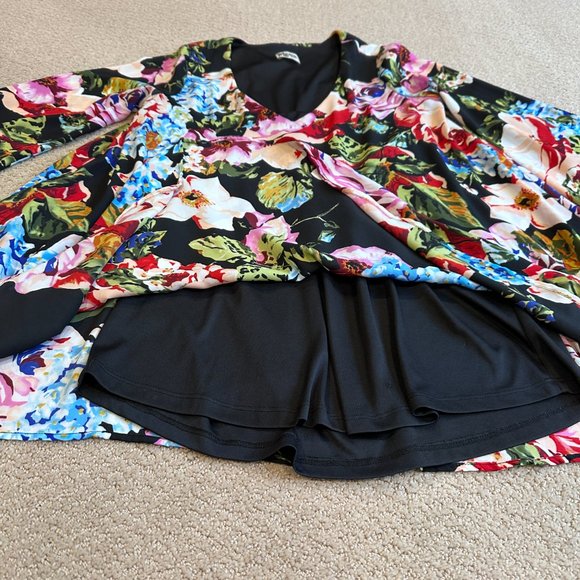 Show Me Your Mumu Dress Portabella Black Floral Mini Swing LS Boho Witchy SMALL - Picture 9 of 14